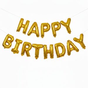 Happy Birthday Banner Foil Balloons, Golden (Pack of 13 Letters) GOLDEN HAPPY BIRTHDAY FOIL BALLOON BANNER FOR BIRTHDAY DECORATION THEME PARTY