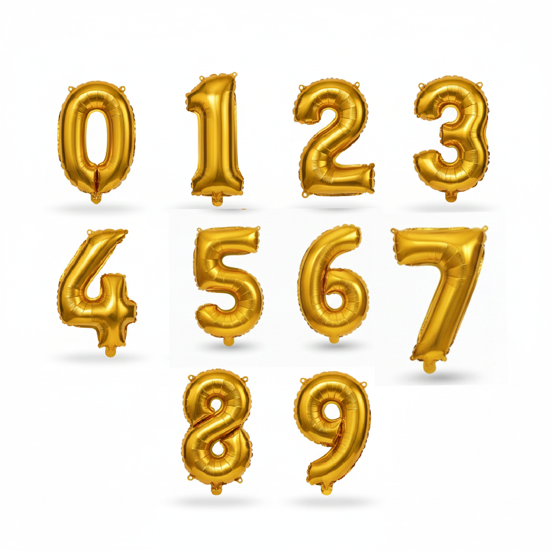 Numbers Foil Balloons Golden Colour