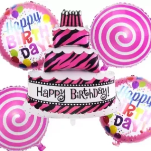 Happy Birthday Cake Shape 5 Piece Foil balloon