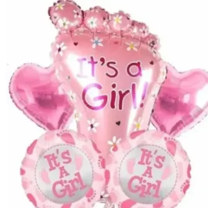 It's A Girl Them 5 Piece Foil Balloon For Baby Shower