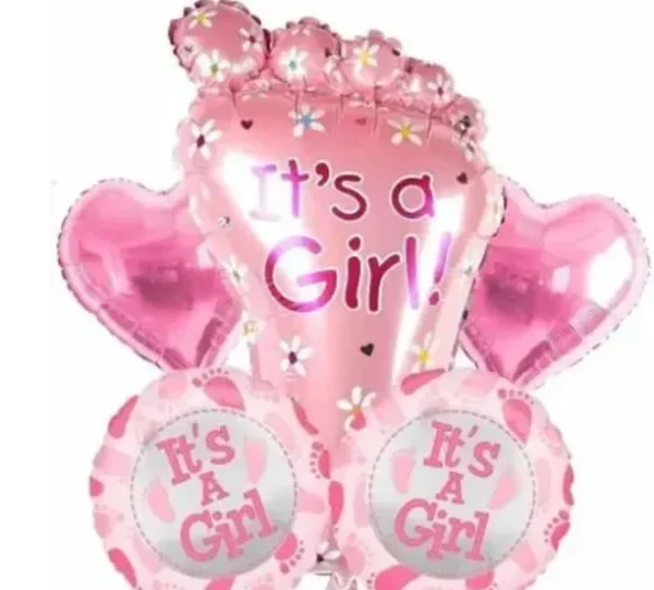 It's A Girl Them 5 Piece Foil Balloon For Baby Shower
