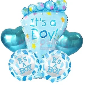 It's a Baby Boy 5 Piece Theme Foil Balloon For Baby Shower