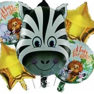 Zebra Jungle Theme Birthday Decoration 5 Pcs Foil Balloons For Kids