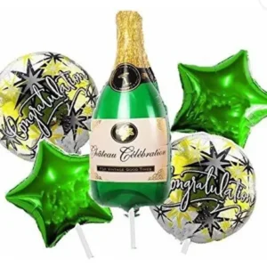 Champion | Champagne & Congrats Foil Balloon 5 Pcs Set For Birthdays, Baby Shower, Anniversary Parties