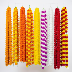 Artificial Ganda Mala / Door Lagi / Door Drop Garland / Flowers / Genda Phool / Marigold Flower / Home Decor / Diwali Decoration / Haldi Decoration / Mehndi Decoration ( Pack of 5 Pc.)