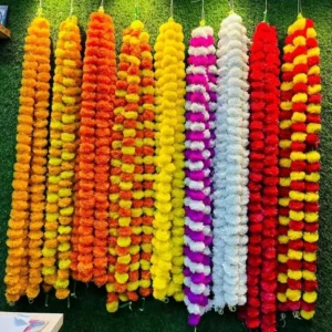 Artificial Ganda Mala / Door Lagi / Door Drop Garland / Flowers / Genda Phool / Marigold Flower / Home Decor / Diwali Decoration / Haldi Decoration / Mehndi Decoration ( Pack of 5 Pc.)