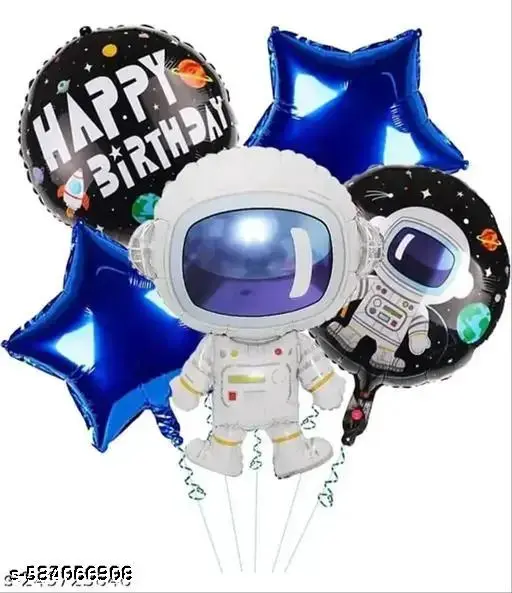 Astronaut Space Theme Foil Mylar Balloon Set For Space Theme Birthday Decoration Balloon (Multicolor, Pack Of 5) / Space Theme Balloon / Party Decoration Balloon