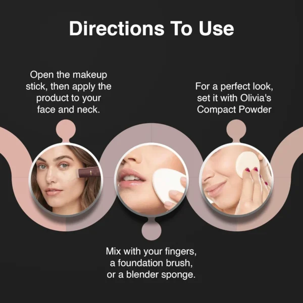 Olivia Instant Waterproof Makeup Stick with SPF 12-07 Linning Yellow | 3-in-1 Foundation, Concealer & Moisturizer | Sweatproof, Long-Lasting Base Makeup | Evens Skin Tone & Hides Blemishes - Image 2