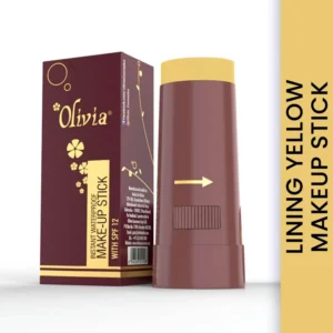 Olivia Instant Waterproof Makeup Stick with SPF 12-07 Linning Yellow | 3-in-1 Foundation, Concealer & Moisturizer | Sweatproof, Long-Lasting Base Makeup | Evens Skin Tone & Hides Blemishes
