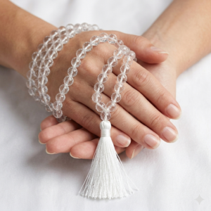 Clear Glass Sphatik Mala ( Transparent )