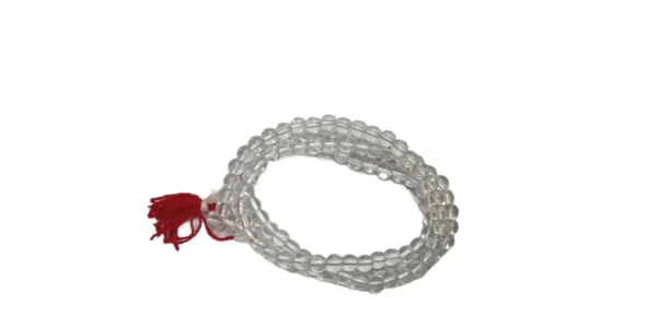 Clear Glass Sphatik Mala (White) - Image 3