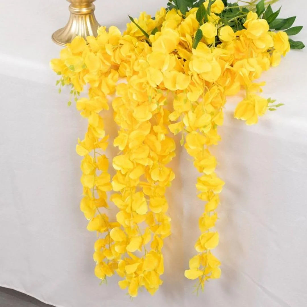 Artificial Wisteria Vine Long String Garland | Ratta Fake Silk Hanging Flowers for Ganpati Decoration Setup for Home, Ganpati Decoration Item, Party & Wedding Decor - Image 2