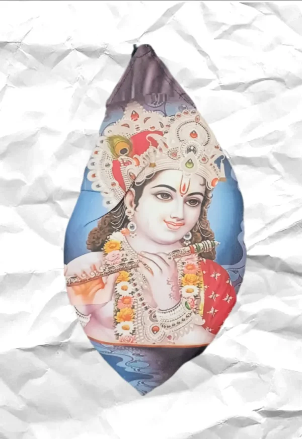 Mala Jholi for Mala, Printed With Shri Krishna Ji, With Zipper / Chain { Navy Blue in Colour }