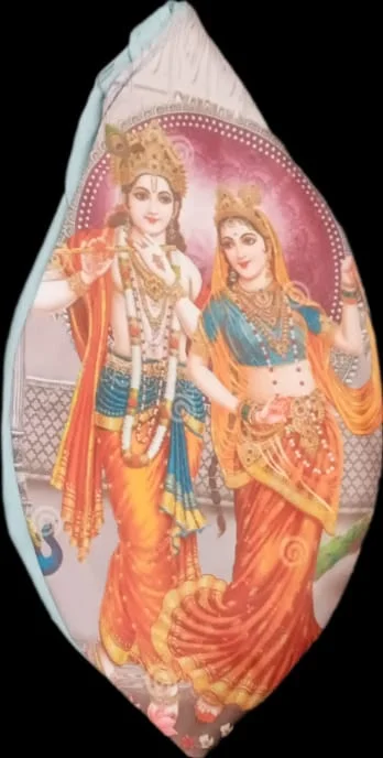 Mala Jholi for Mala, Printed With Radha Krishna Ji, With Zipper / Chain { Sky Blue in Colour }