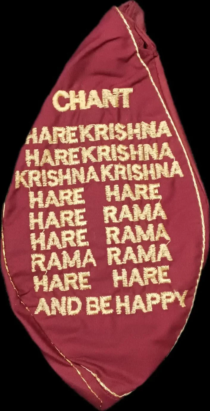 Mala Jholi for Mala, Embroidery of Madhava , With Zipper / Chain { Crimson in Colour } - Image 2