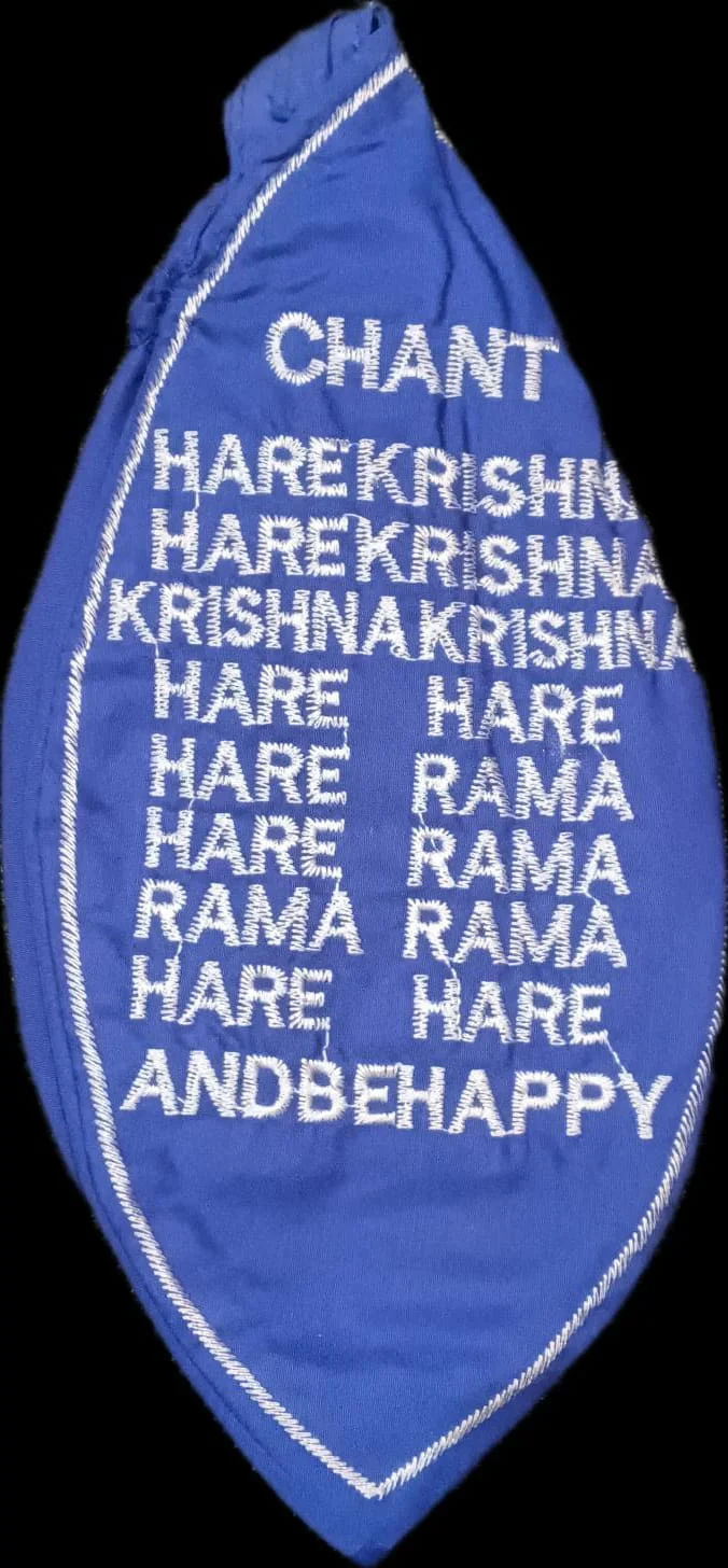 Mala Jholi for Mala, Embroidery of Radhe Radhe , With Zipper / Chain { Navy Blue in Colour } - Image 2