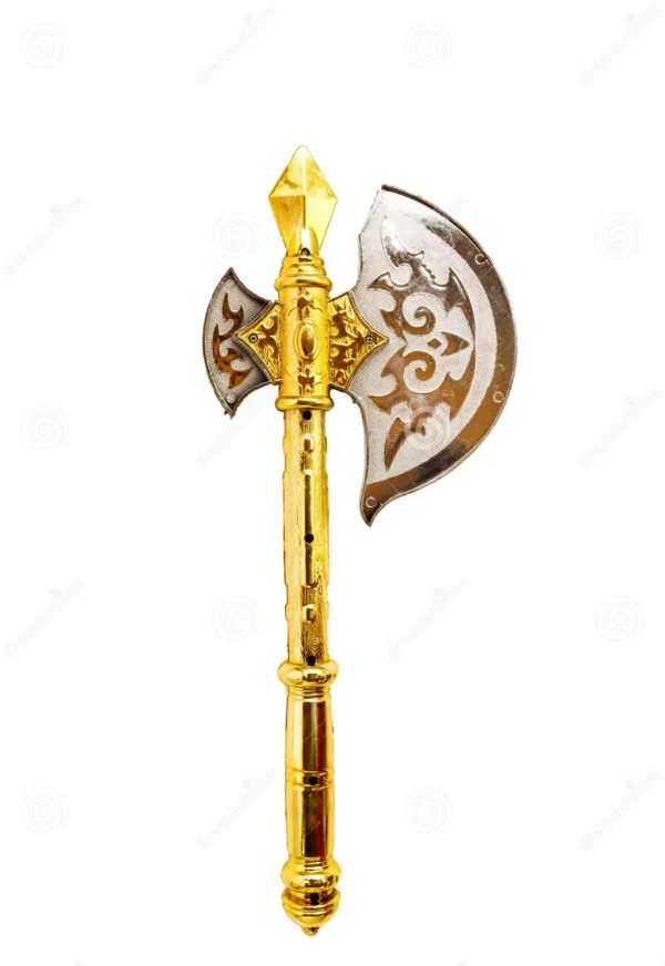 Medieval Battle Farsa For Ganesh Ji , Costume Prop, Decorative Plastic Weapon (Golden)