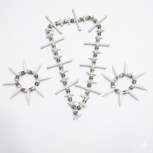 Plastic Skull And Bone Neckpiece & Bracelet Set for Halloween Party Accessories / Horror Decoration / Rakshas Look