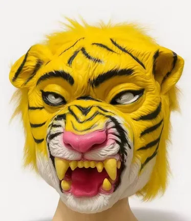 Fierce Roar Realistic Yellow Tiger Face Mask