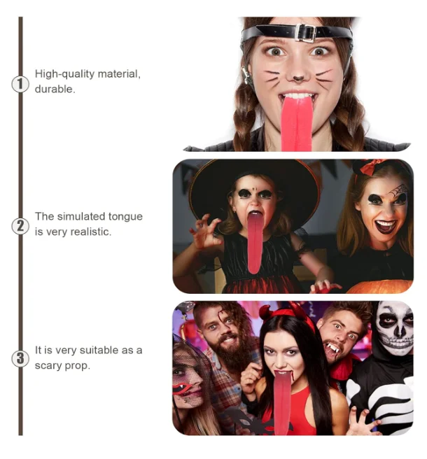 Long Tongue Prop Fake Tongue: Prank Cosplay Props for Halloween Horror Party Decoration - Image 5