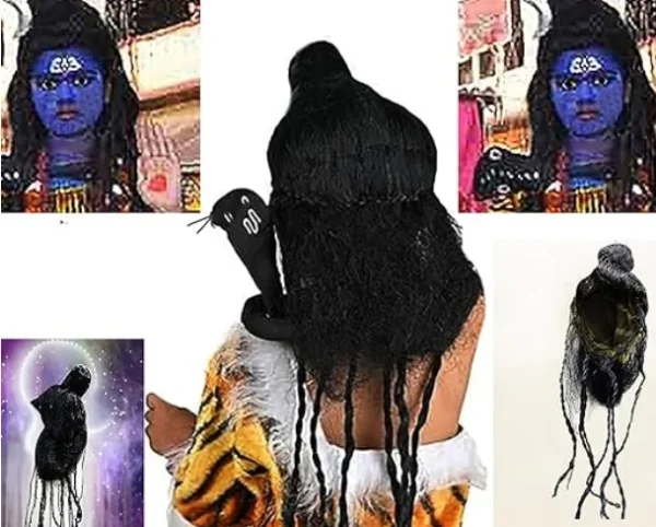 Juda Jata Wig (Black) - Fun and Easy Fancy Dress, Ramleela and Jhanki Wigs - Image 3