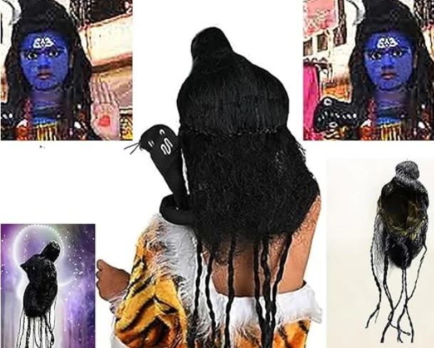 Juda Jata Wig (Black) - Fun and Easy Fancy Dress, Ramleela and Jhanki Wigs - Image 3