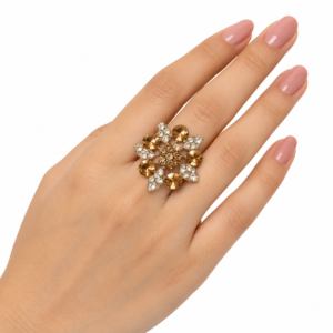 Adjustable Crystal Flower Ring for Men And Women Stage and Festive Jewellery