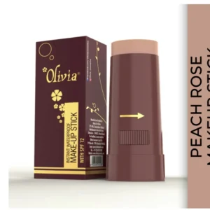 Olivia Instant Waterproof Makeup Stick with SPF 12-06 Peach Rose | 3-in-1 Foundation, Concealer & Moisturizer | Sweatproof, Long-Lasting Base Makeup | Evens Skin Tone & Hides Blemishes