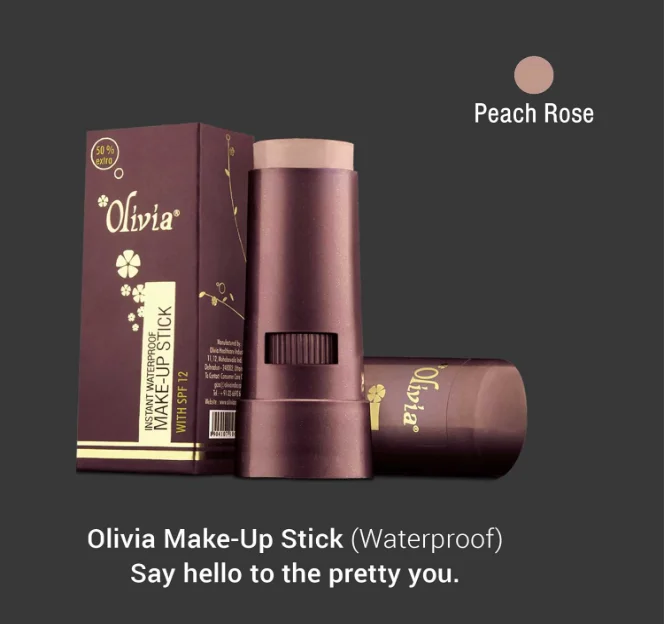 Olivia Instant Waterproof Makeup Stick with SPF 12-06 Peach Rose | 3-in-1 Foundation, Concealer & Moisturizer | Sweatproof, Long-Lasting Base Makeup | Evens Skin Tone & Hides Blemishes - Image 4