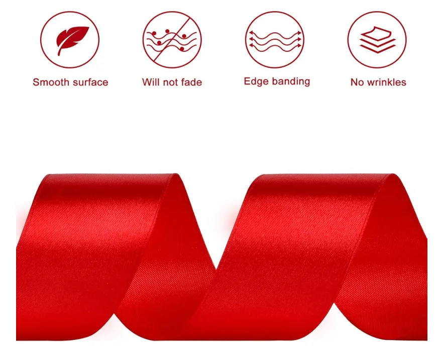 1.5 Inch 10 Meter Satin Ribbon, Solid Fabric Ribbon Roll for Flower Bouquets, Gift Wrapping, Wedding, Handmade Crafts (Red) - Image 3