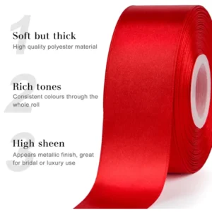 1.5 Inch 10 Meter Satin Ribbon, Solid Fabric Ribbon Roll for Flower Bouquets, Gift Wrapping, Wedding, Handmade Crafts (Red)