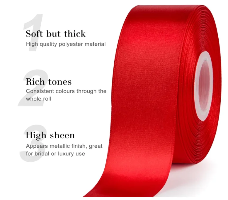 1.5 Inch 10 Meter Satin Ribbon, Solid Fabric Ribbon Roll for Flower Bouquets, Gift Wrapping, Wedding, Handmade Crafts (Red)