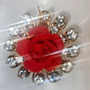 Crystal Rose Flower Ring With Adjustable Size
