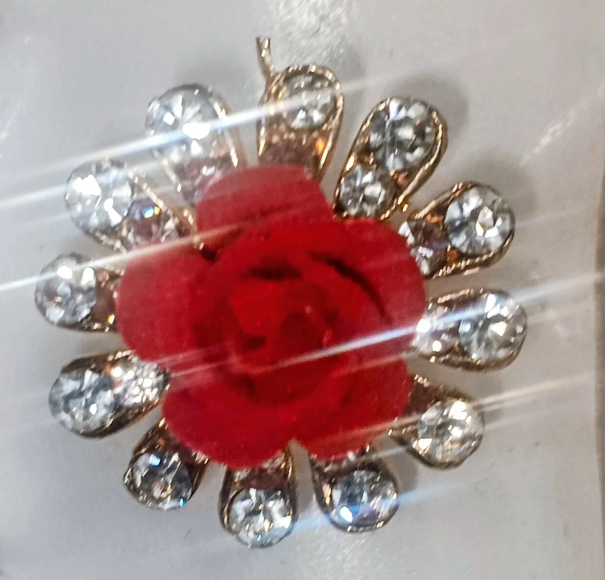 Crystal Rose Flower Ring With Adjustable Size