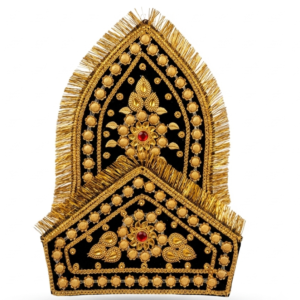 Traditional Kulla Mukut | Taj Mukut – Adjustable Size with Moti Work & Velcro Closure | Ideal for Ramleela, Goddess Costume & Fancy Dress Events