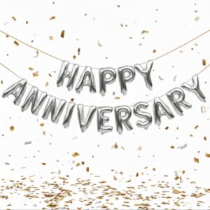 HAPPY ANNIVERSARY Foil Balloon Party Decoration.Get perfect combination of decor for your once in lifetime Memory White