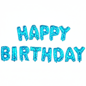 Happy Birthday 13 Letters | Blue Polka Dot Foil Balloon Banner