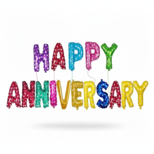 Happy Anniversary Foil Balloon Multi Color Golden Decoration Set For Hubby Wife / Husband Men / Women Party Celebration Wall Decoration Reusable (Multi Color)