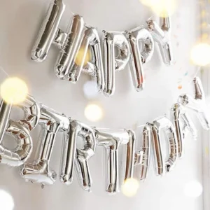 Happy Birthday Letter Foil Balloon Birthday Party Supplies Happy Birthday Balloons for Party Decor/Decoration- SILVER