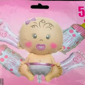 Baby Girl Welcome Home Decoration Kit, Foil Balloons, Baby Foot Bottle Shape Balloons For Kids Birthday Party Decoration Kit, Pink, 5 Pcs