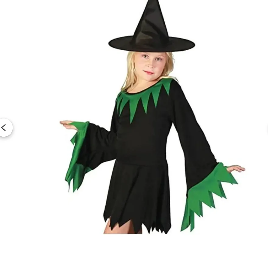 Girls' Green Witch Dress: Halloween Costume, Fancy Outfit