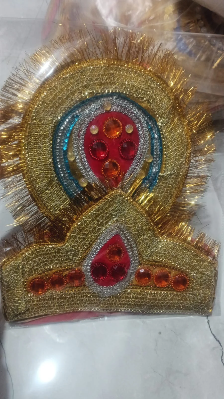 Kulla Mukut | Taj Mukut– Adjustable Size with Velcro Closure | Ideal for Ramleela, Goddess Costume & Fancy Dress Events