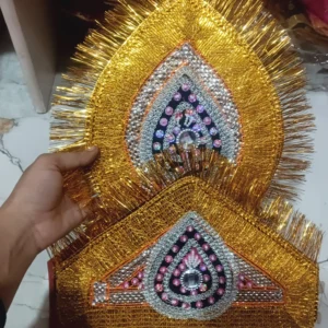 Kulla Mukut | Taj Mukut– Adjustable Size with Velcro Closure | Ideal for Ramleela, Goddess Costume & Fancy Dress Events