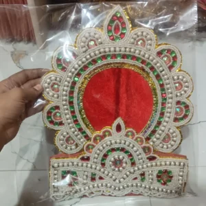 Traditional Kulla Mukut | Taj Mukut – Adjustable Size with Moti Work & Velcro Closure | Ideal for Ramleela, Goddess Costume & Fancy Dress Events