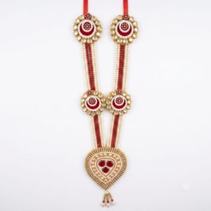 Traditional Golden , Yellow and Red Beaded Garland / Necklace or “Moti Mala”,”Dulha Mala” or “Paan Haar”).