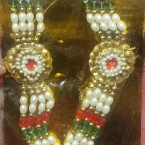 Traditional Artificial Pearl , Red and Green Beaded Garland / Necklace or “Moti Mala”,”Dulha Mala” or “Paan Haar”).