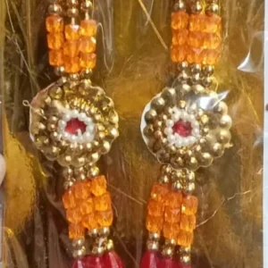 Traditional Golden , Yellow and Red Beaded Garland / Necklace or “Moti Mala”,”Dulha Mala” or “Paan Haar”).