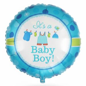 Foil Balloon in Pram Shape or Round It's a Baby Boy! for Birth Baby Shower Party Decoration (Round - It's a Baby Boy!)