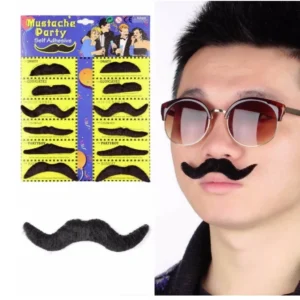 Stickon Moustache / Sticker Mustache / Moch / Much For Kids -Set Of 12Pcs Black Fake Moustache | Moustache For Kids Fancy Dress | Moustache For Kids Boys | Moustache For Drama | Fancy Dress For Kids | Fancy Dress For Boys