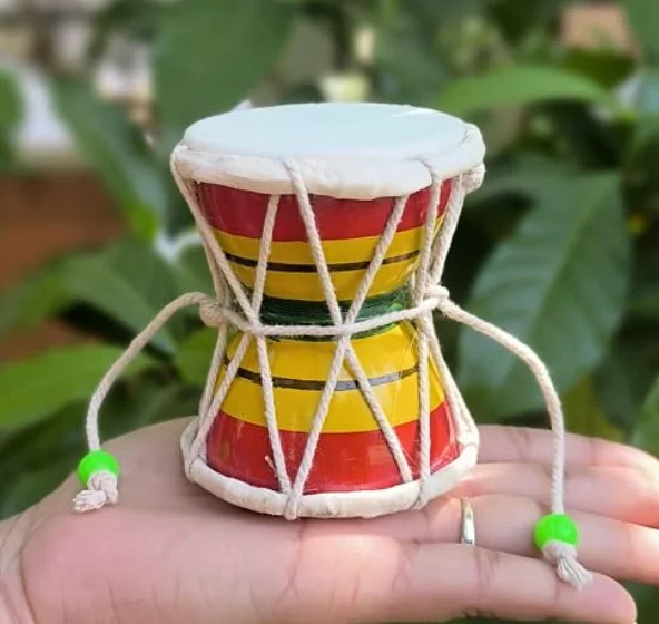 Handmade Damru - Traditional Indian Hand Percussion Musical Instrument for Pooja, Home Decor & Kids Toys - Image 3